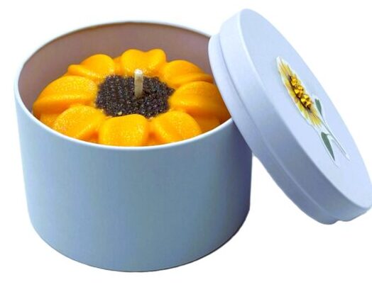Vela de Soya de Flor de Girasol (Peso Neto 6 Onzas)