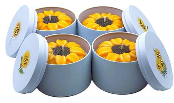 Vela de Soya de Flor de Girasol (Peso Neto 6 Onzas)